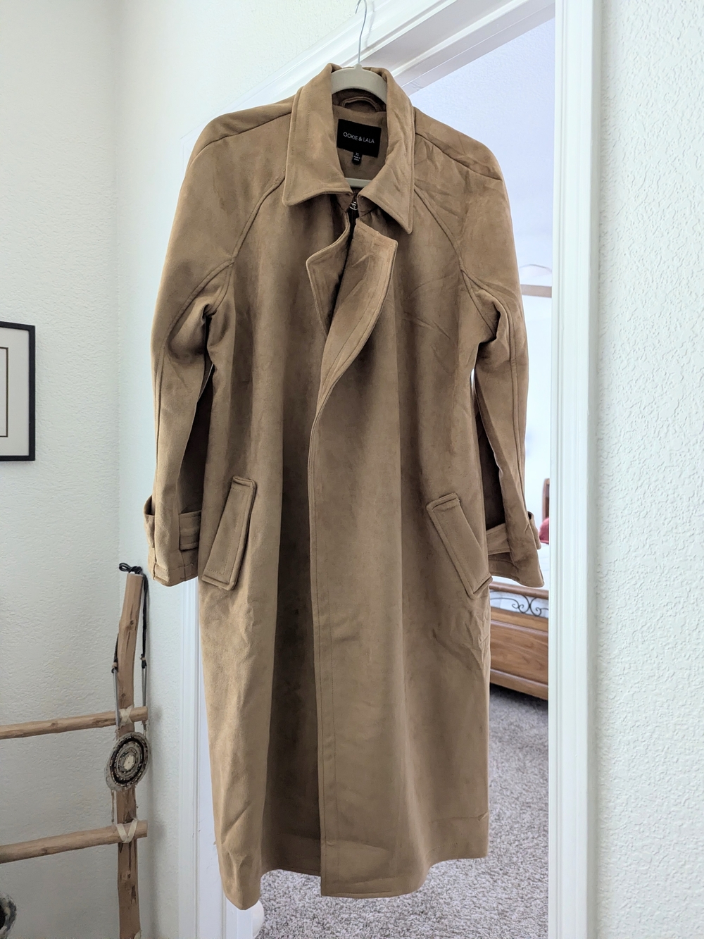 Ookie & Lala Women's Tan Suede Trench Coat